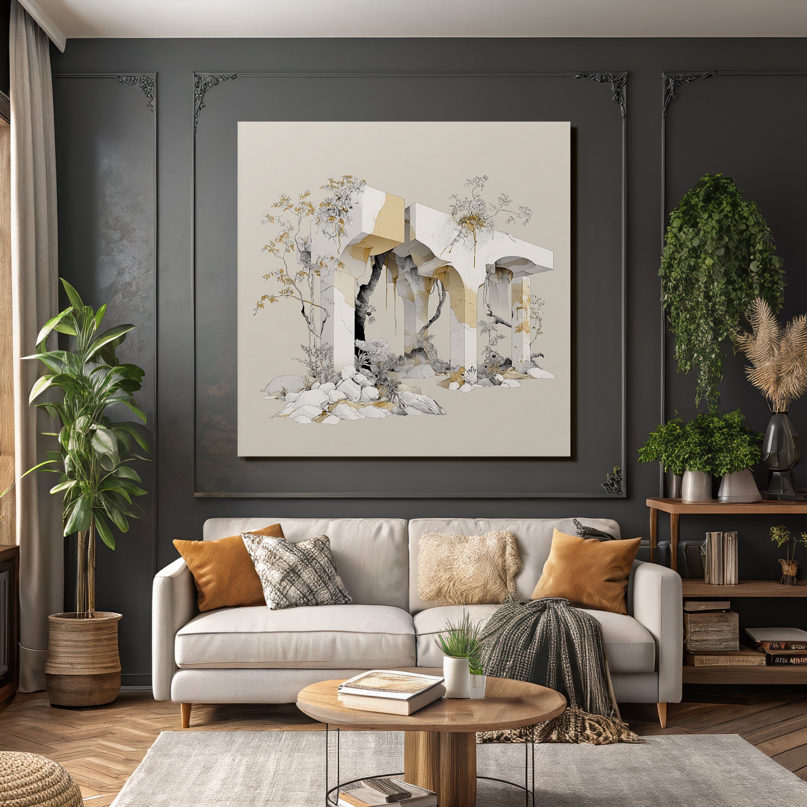 Abstrakte Architektonische Elemente Mit Naturformen