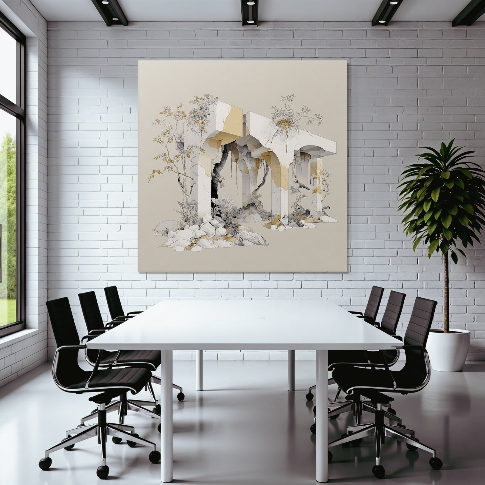 Abstrakte Architektonische Elemente Mit Naturformen