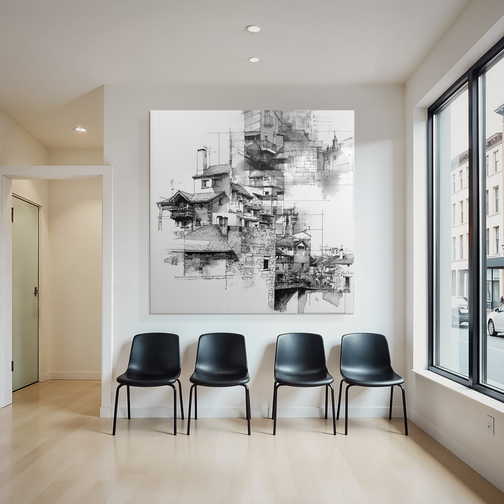 Architektonische Skizze Von Gebäuden Und Strukturen