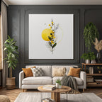 Botanische Abstraktion Mit Blumen Und Blättern Auf Gelbem Hintergrund