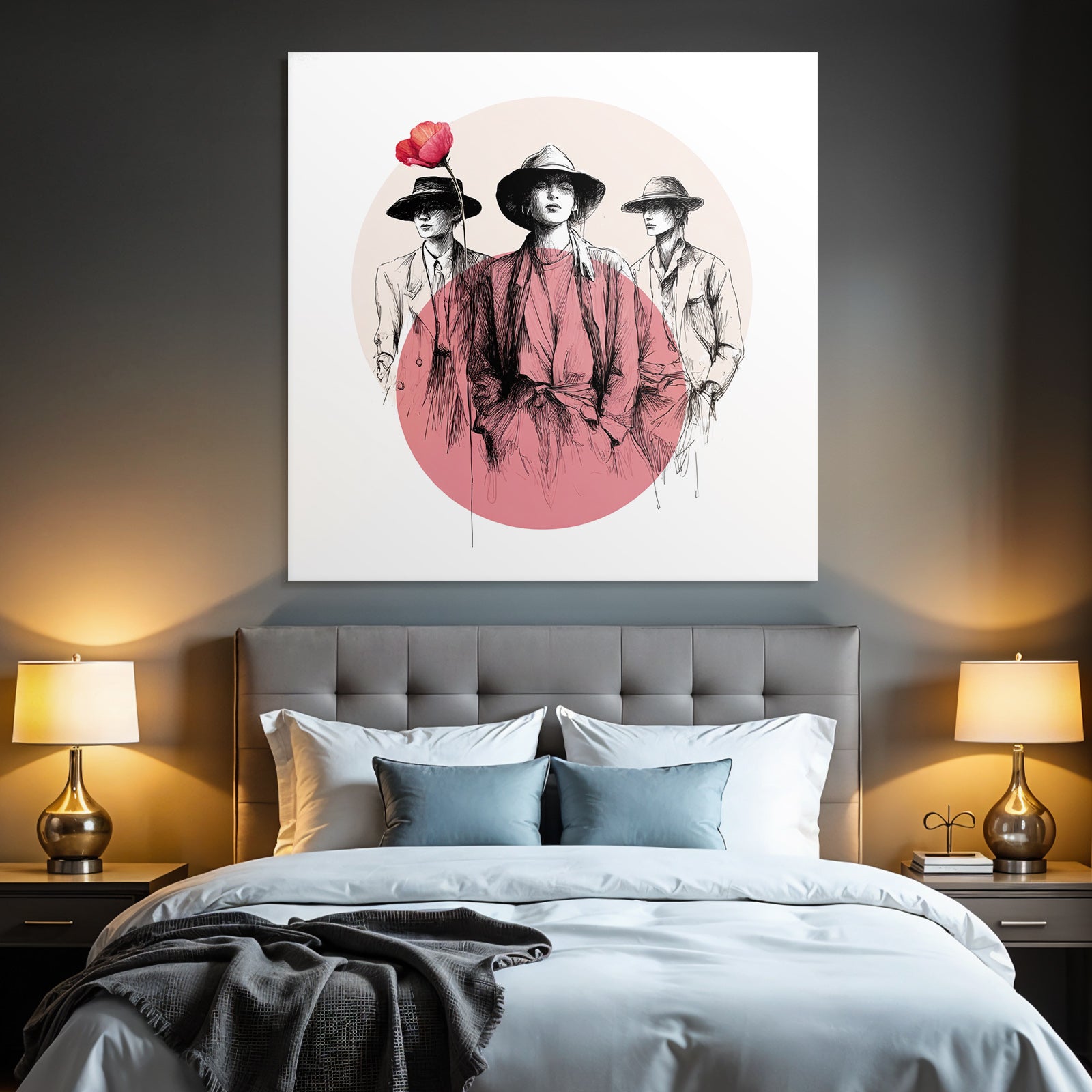 Fashionable Figures Flower Kunstvolle Skizze