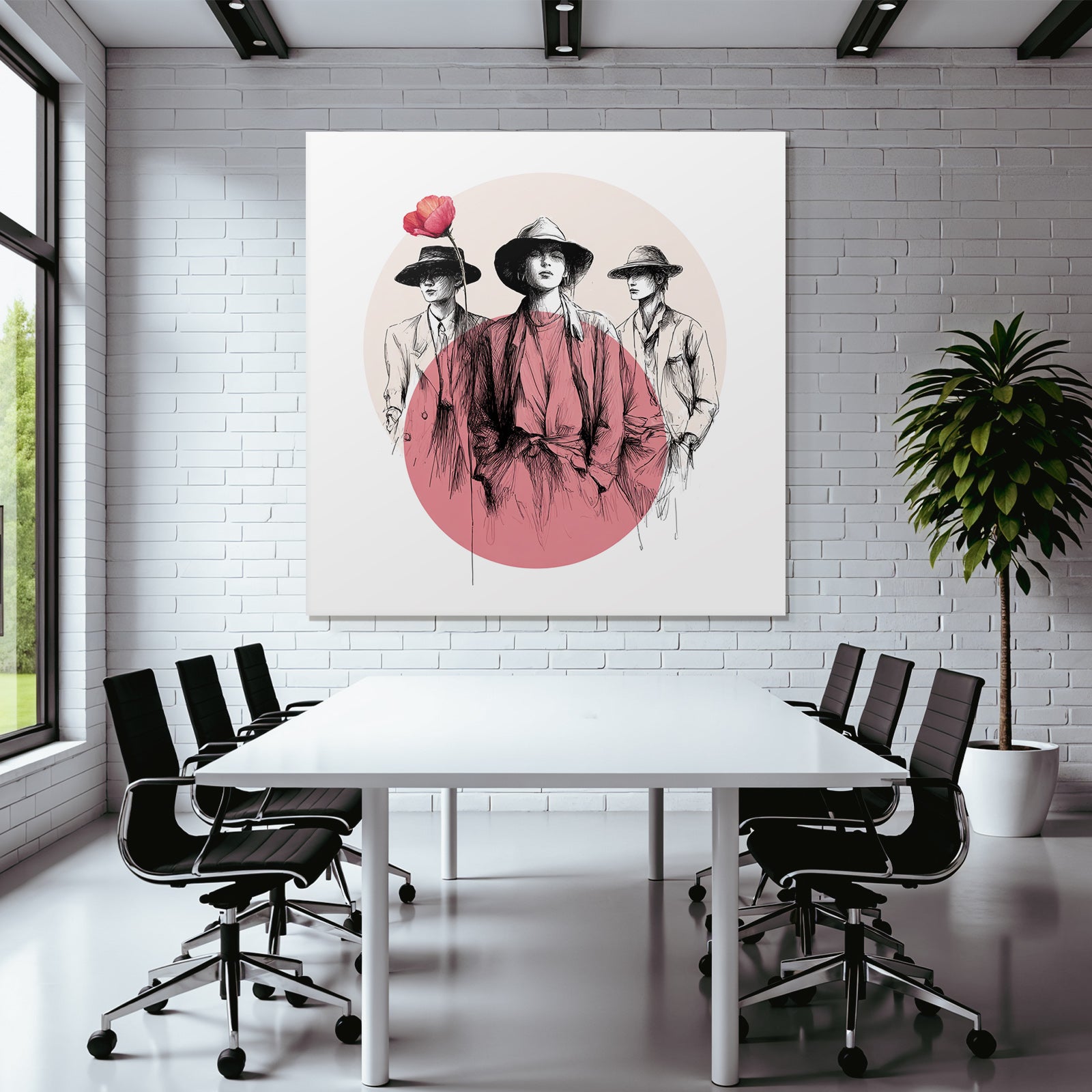 Fashionable Figures Flower Kunstvolle Skizze