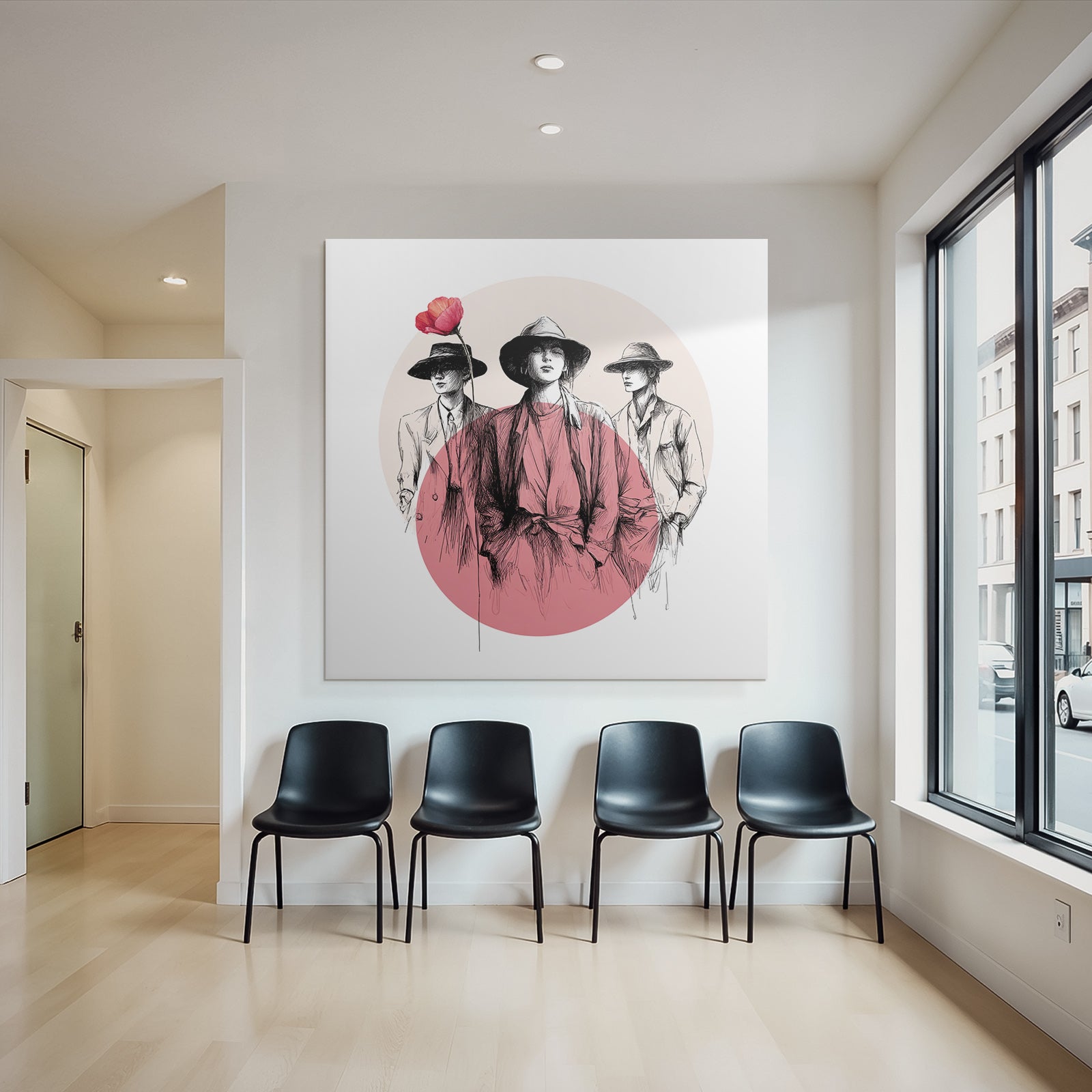 Fashionable Figures Flower Kunstvolle Skizze