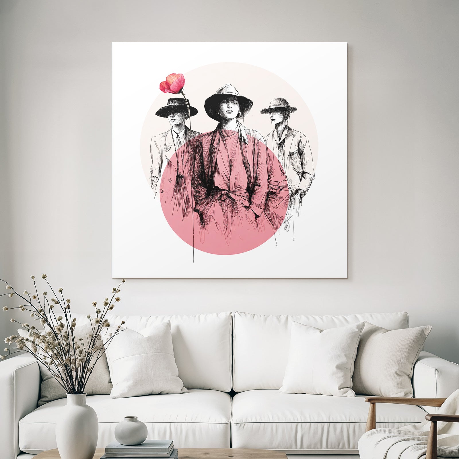 Fashionable Figures Flower Kunstvolle Skizze