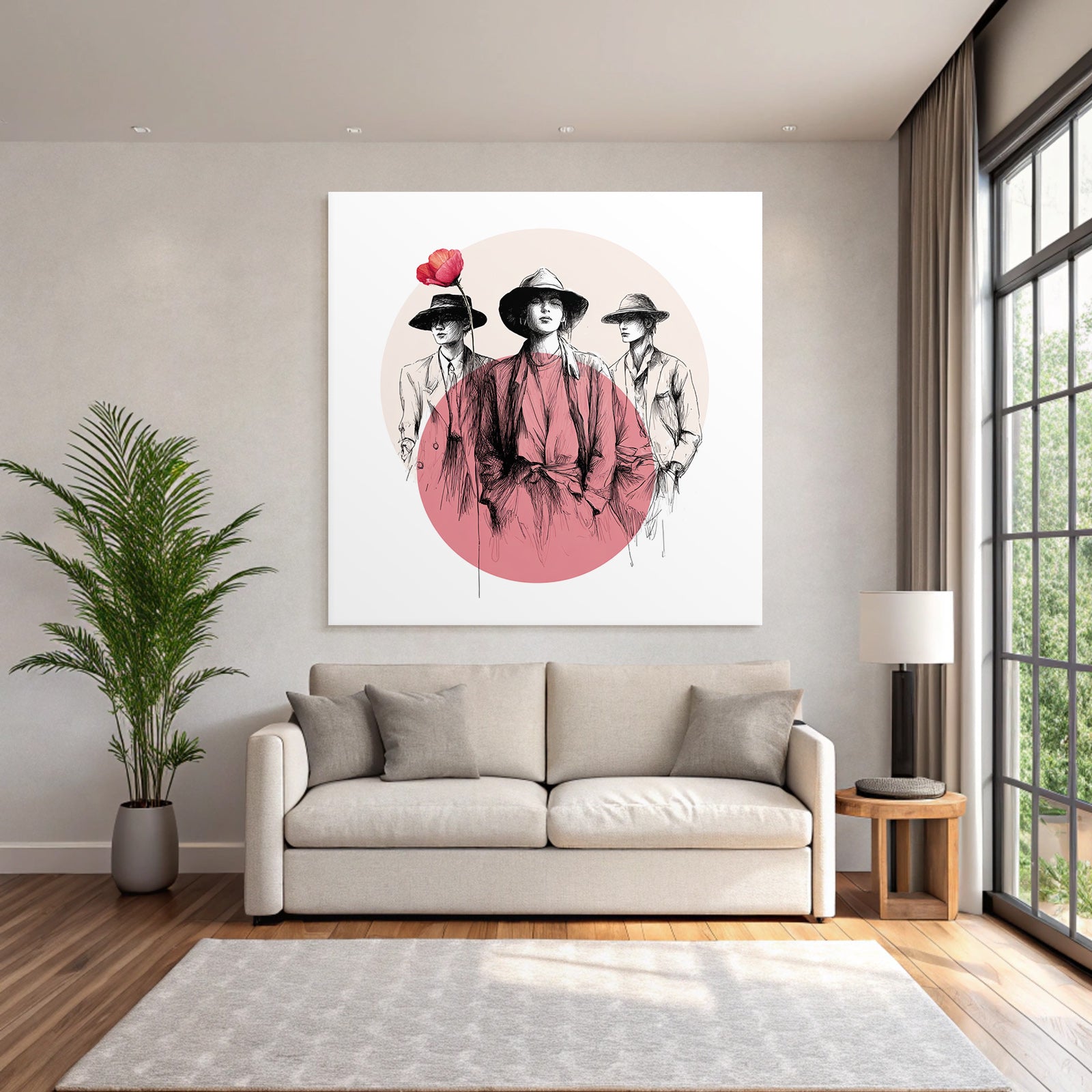 Fashionable Figures Flower Kunstvolle Skizze