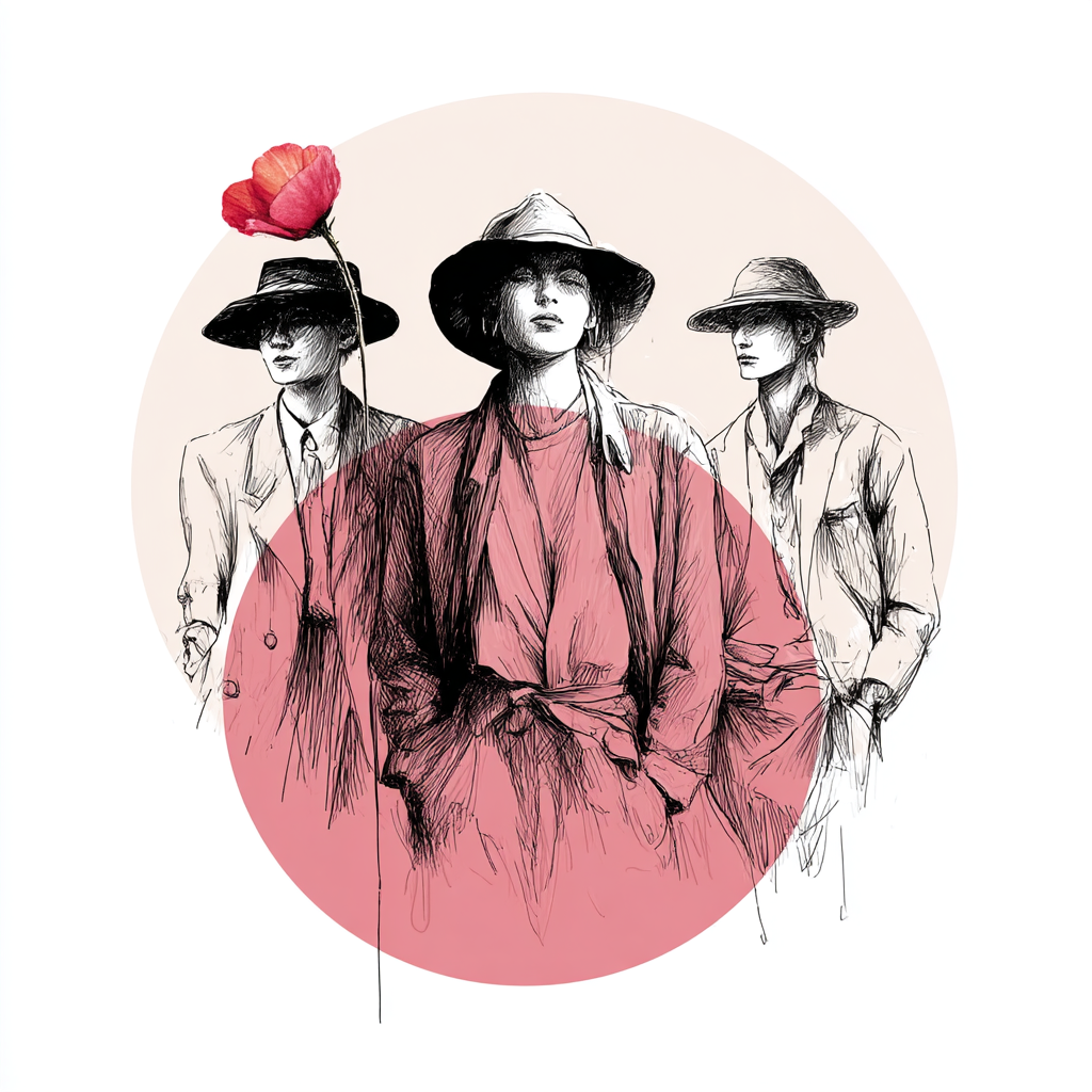 Fashionable Figures Flower Kunstvolle Skizze | Illustration und Zeichnung | Kunstgattungen