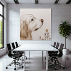 Golden Retriever Portrait Mit Blumen Kunstvoll Und Ruhig