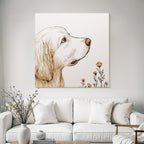 Golden Retriever Portrait Mit Blumen Kunstvoll Und Ruhig