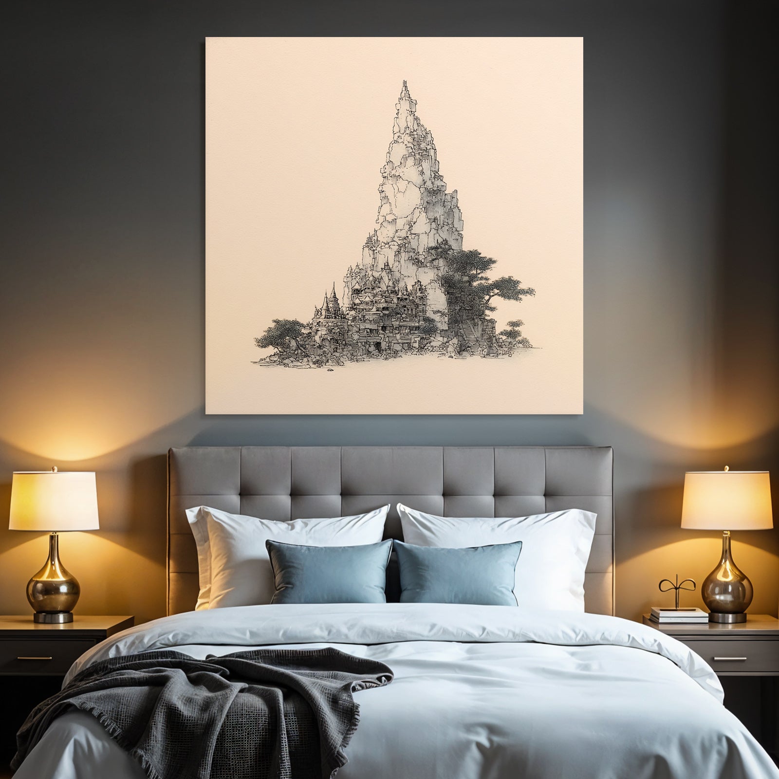 Intrikate Architektur In Mythischer Landschaft