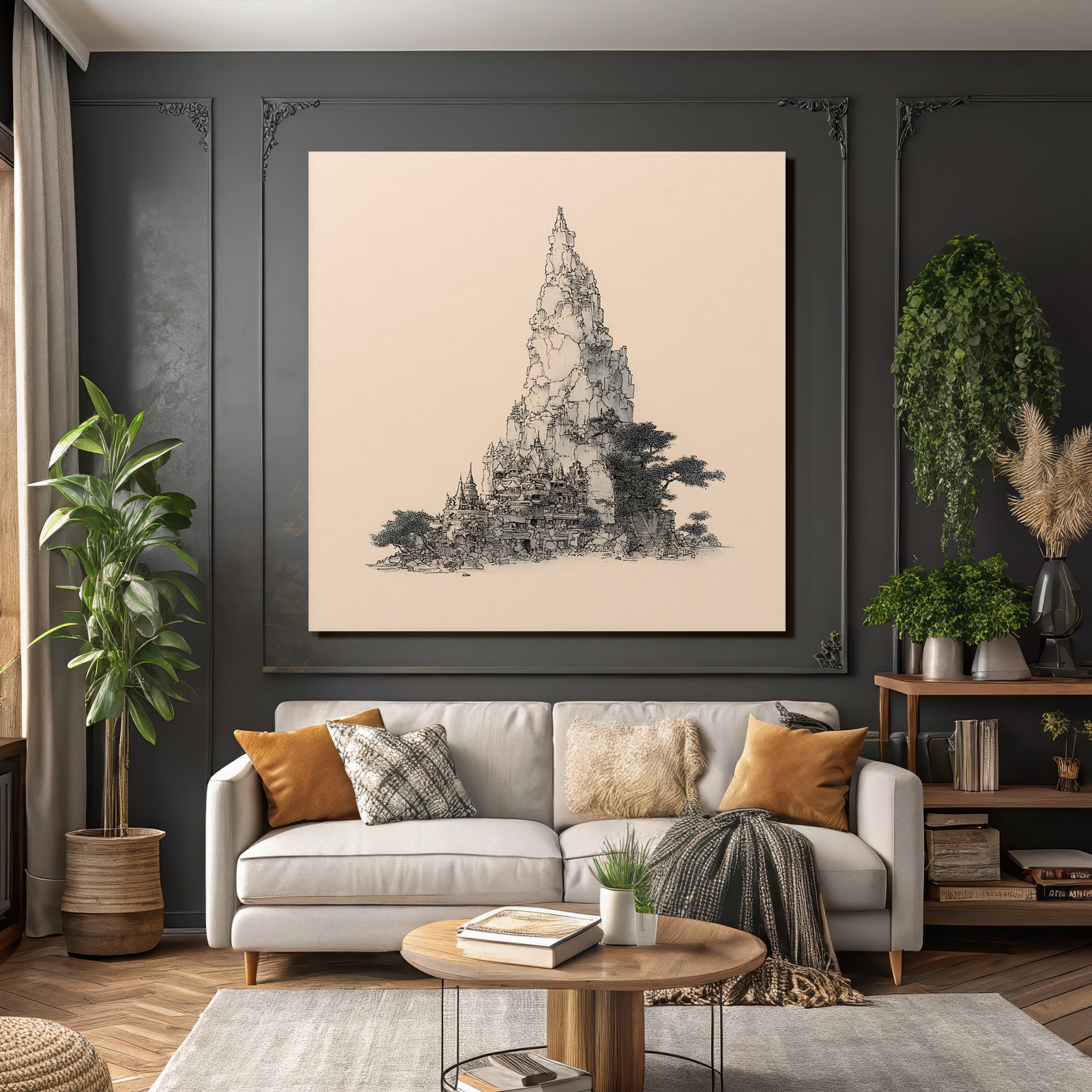 Intrikate Architektur In Mythischer Landschaft