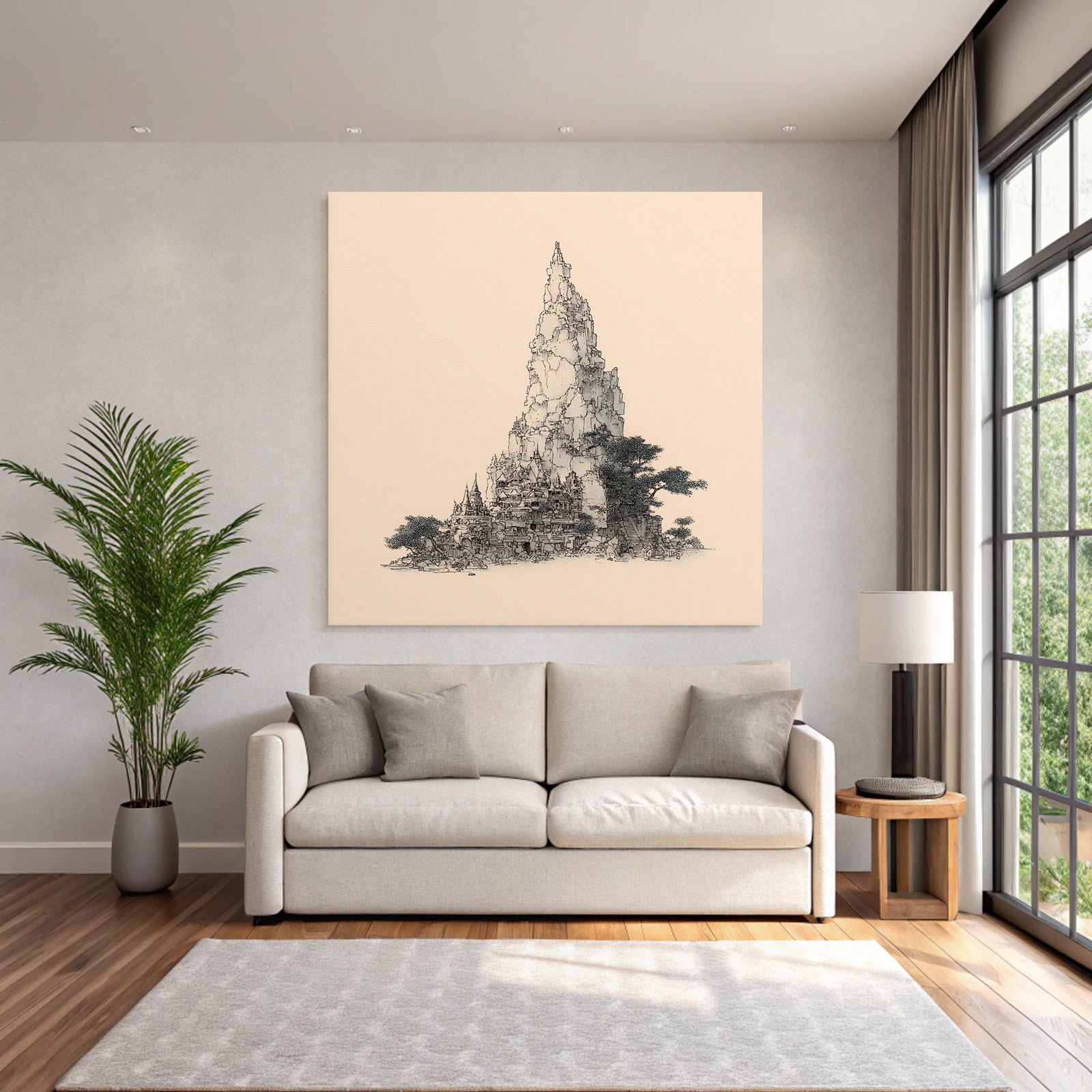 Intrikate Architektur In Mythischer Landschaft