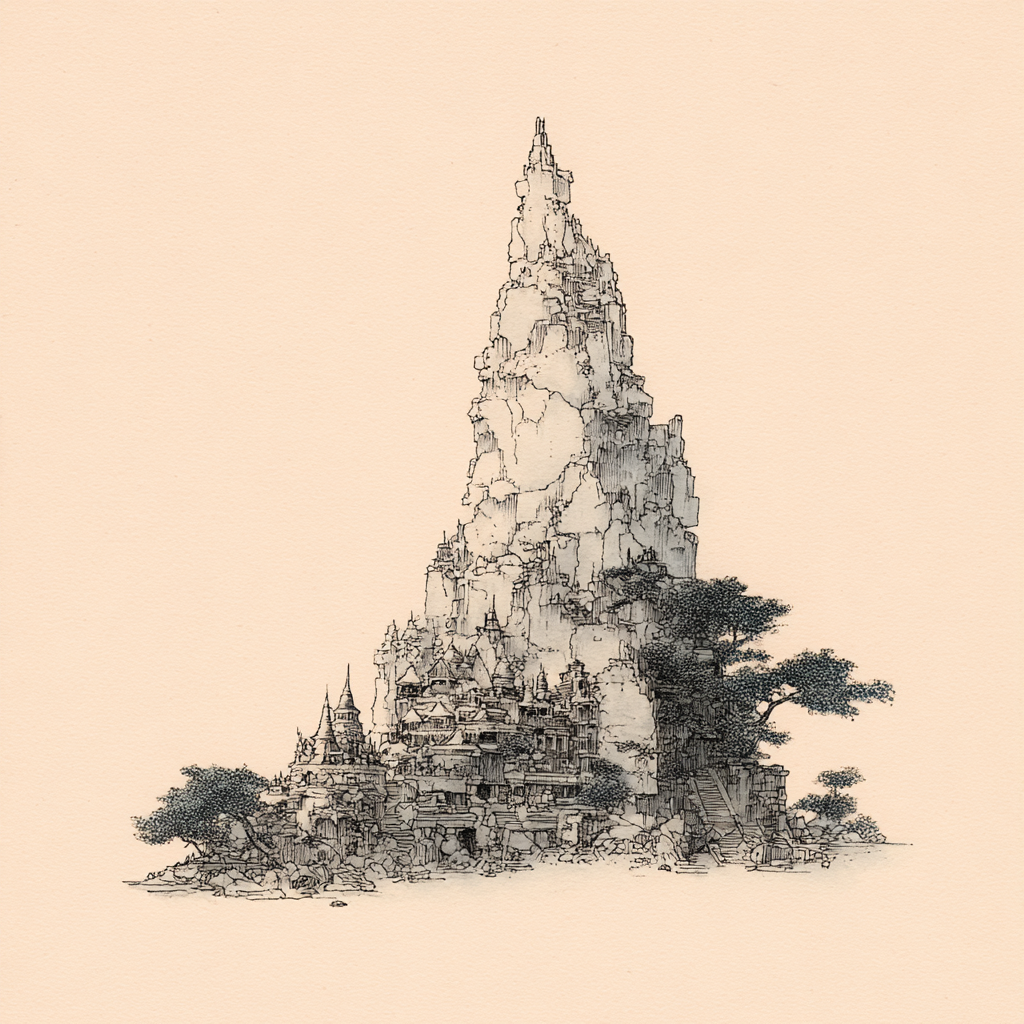 Intrikate Architektur In Mythischer Landschaft | Illustration und Zeichnung | Kunstgattungen