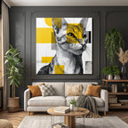 Katzenkunst Geometrisch Vibrant Gelb Stilisiert