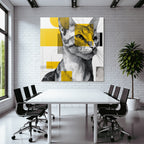 Katzenkunst Geometrisch Vibrant Gelb Stilisiert