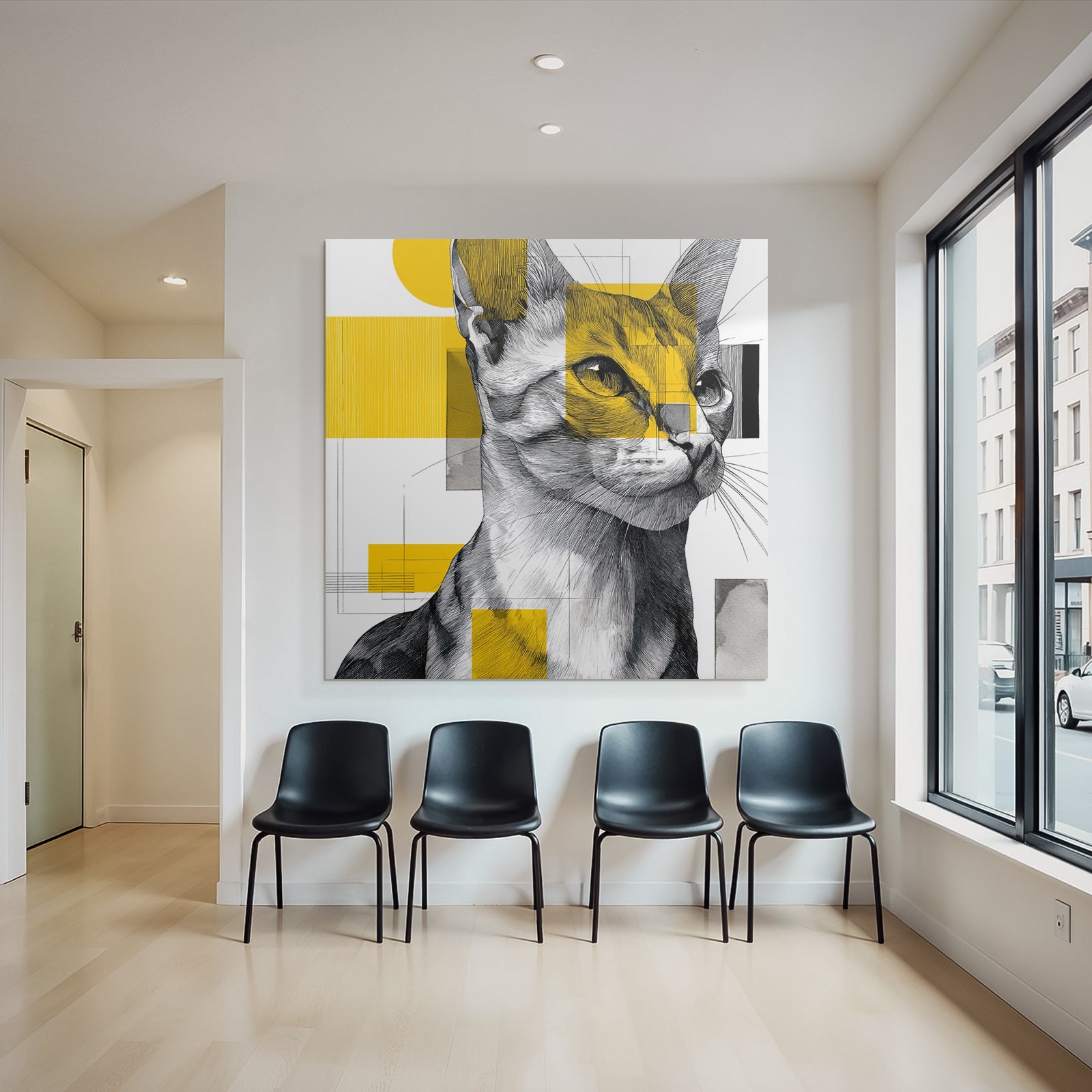 Katzenkunst Geometrisch Vibrant Gelb Stilisiert