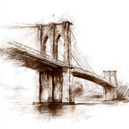 Künstlerische Skizze Einer Hängebrücke Mit Architektonischen Details | Illustration und Zeichnung | Kunstgattungen