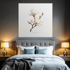 Magnolienblätter Weiße Blumen Mit Gelben Und Braunen Details Illustration