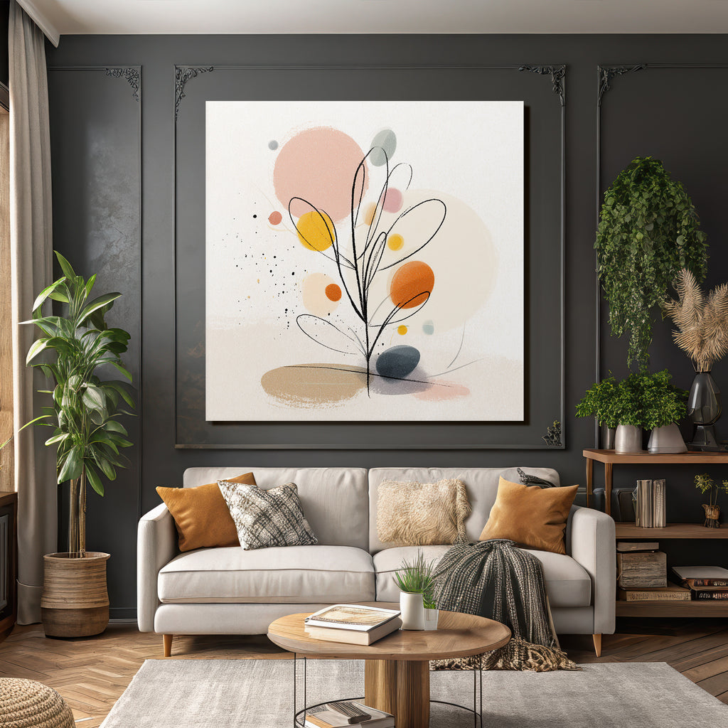 Pflanze Mit Bunten Kreisen Modernes Design Dekorativ Kunst