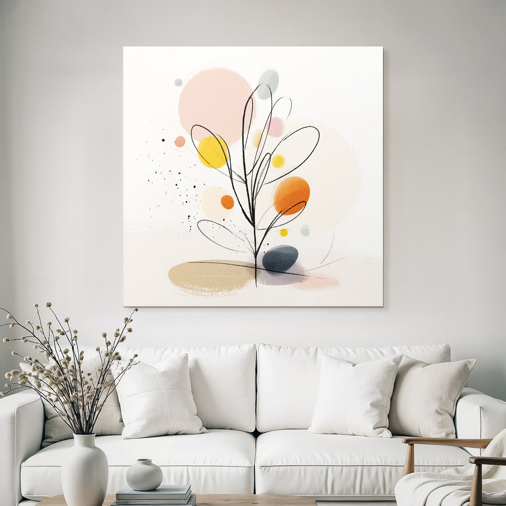 Pflanze Mit Bunten Kreisen Modernes Design Dekorativ Kunst