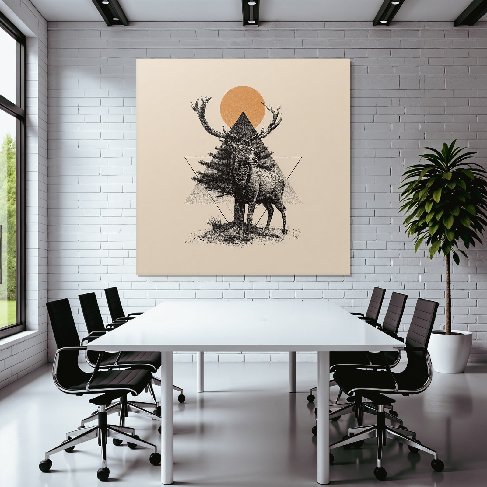 Rehenbaum Geometrischer Hintergrund Mit Sonne