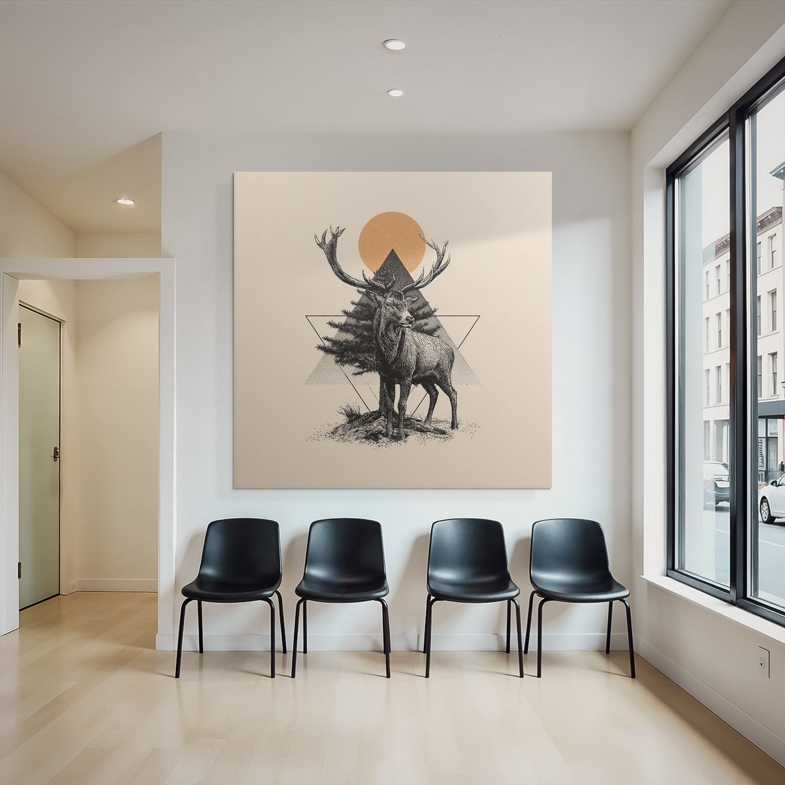 Rehenbaum Geometrischer Hintergrund Mit Sonne