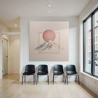 Stylisierte Illustration Von Bergen Mit Rundem Sonnenhintergrund