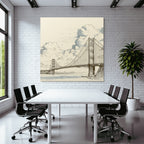 Suspensionsbrücke Illustration Vor Hintergrund Von Wolken