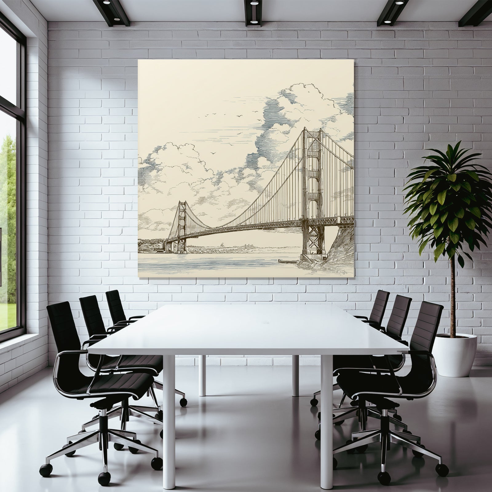 Suspensionsbrücke Illustration Vor Hintergrund Von Wolken