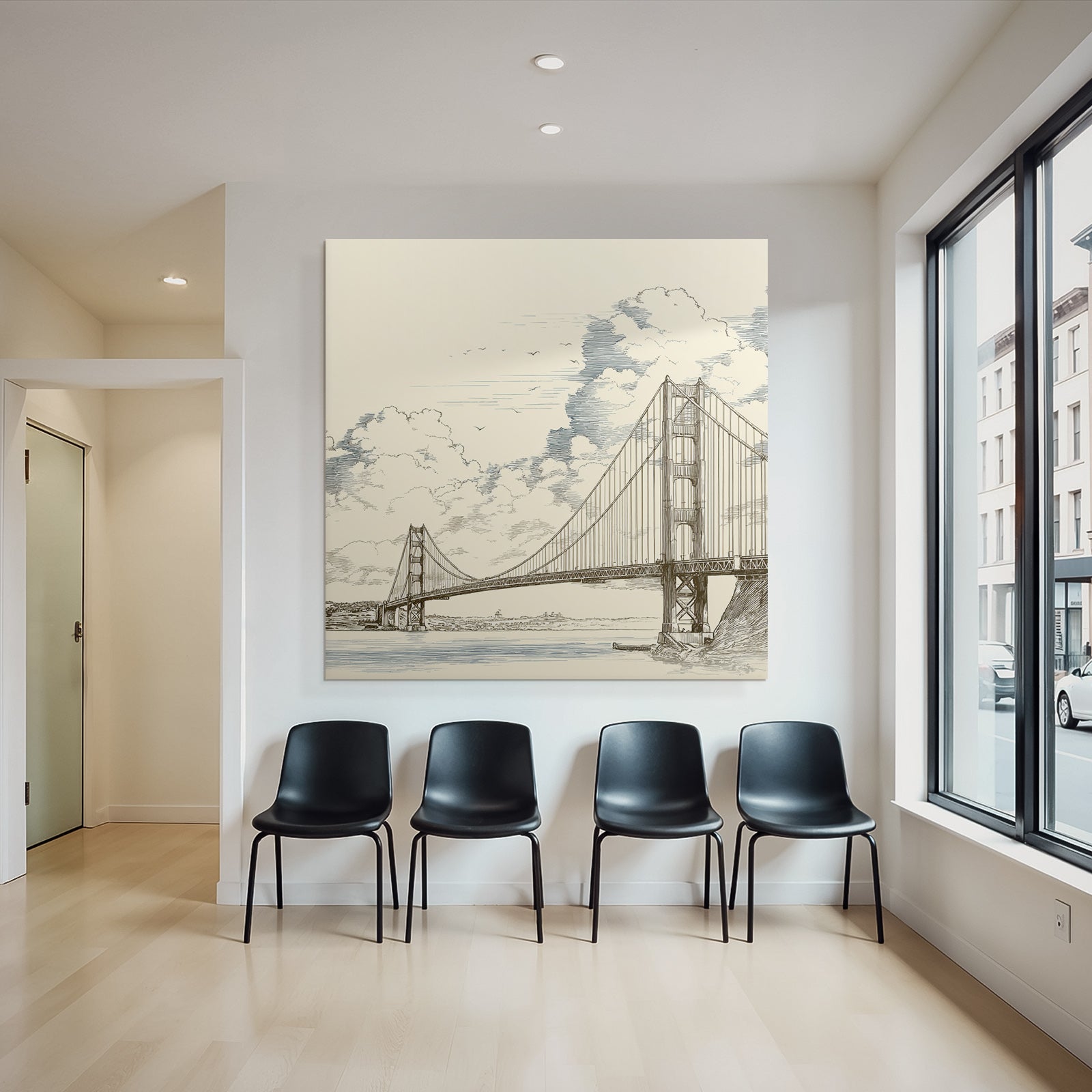 Suspensionsbrücke Illustration Vor Hintergrund Von Wolken