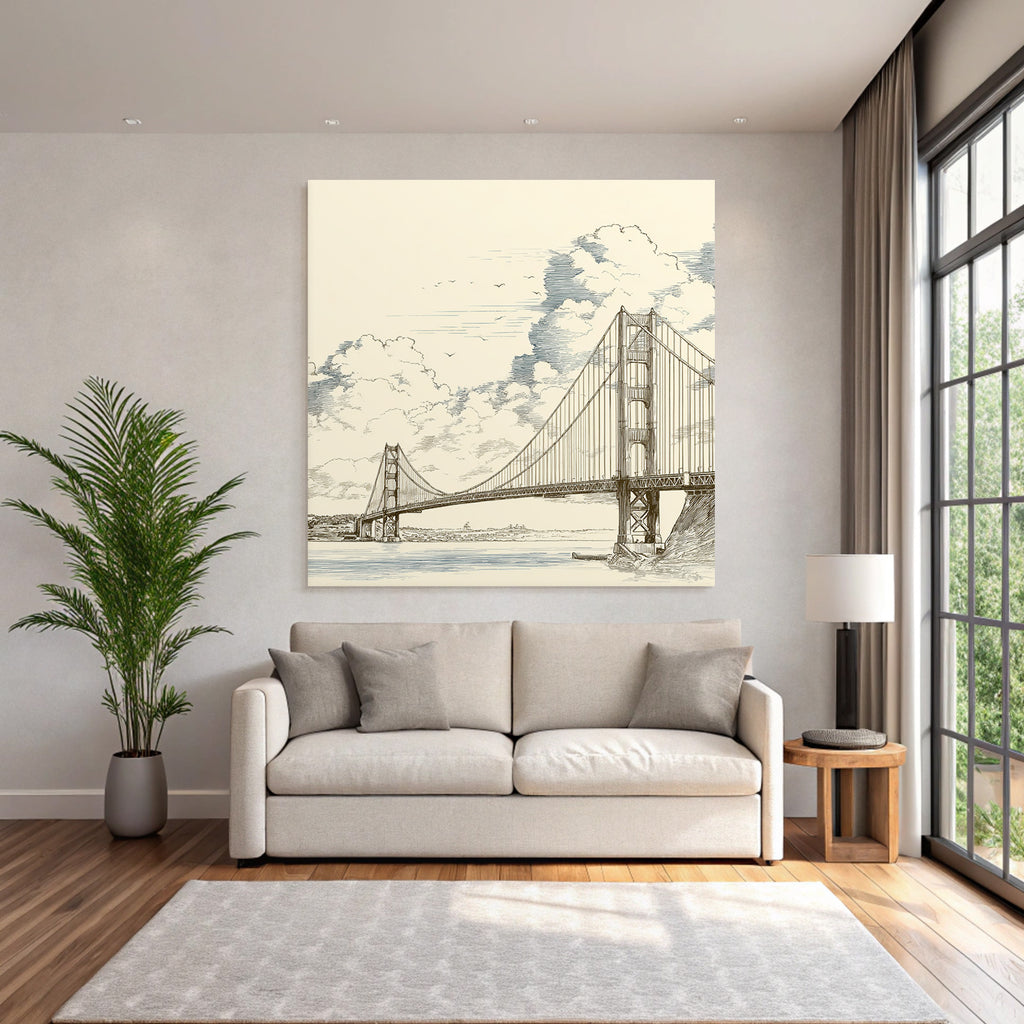 Suspensionsbrücke Illustration Vor Hintergrund Von Wolken