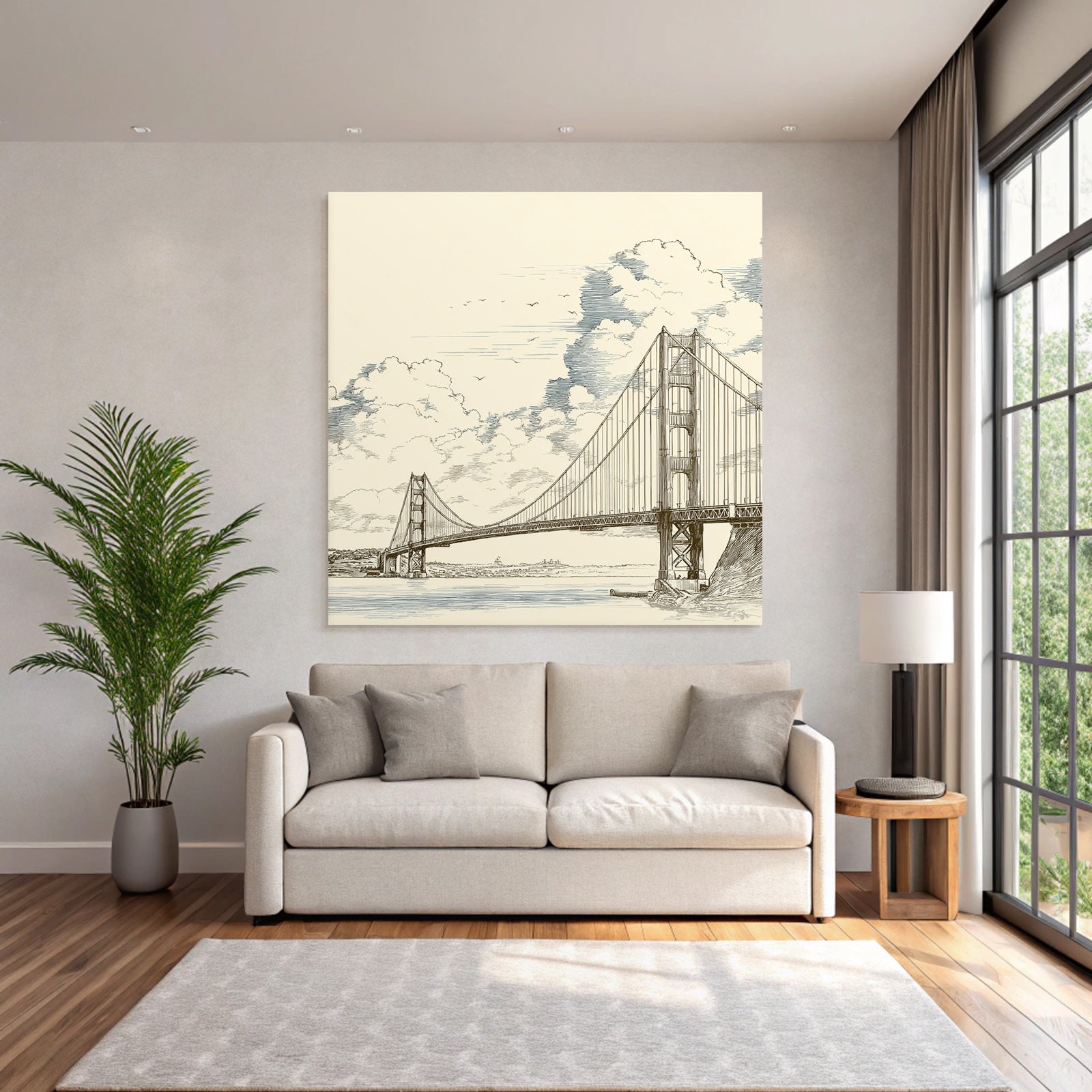 Suspensionsbrücke Illustration Vor Hintergrund Von Wolken