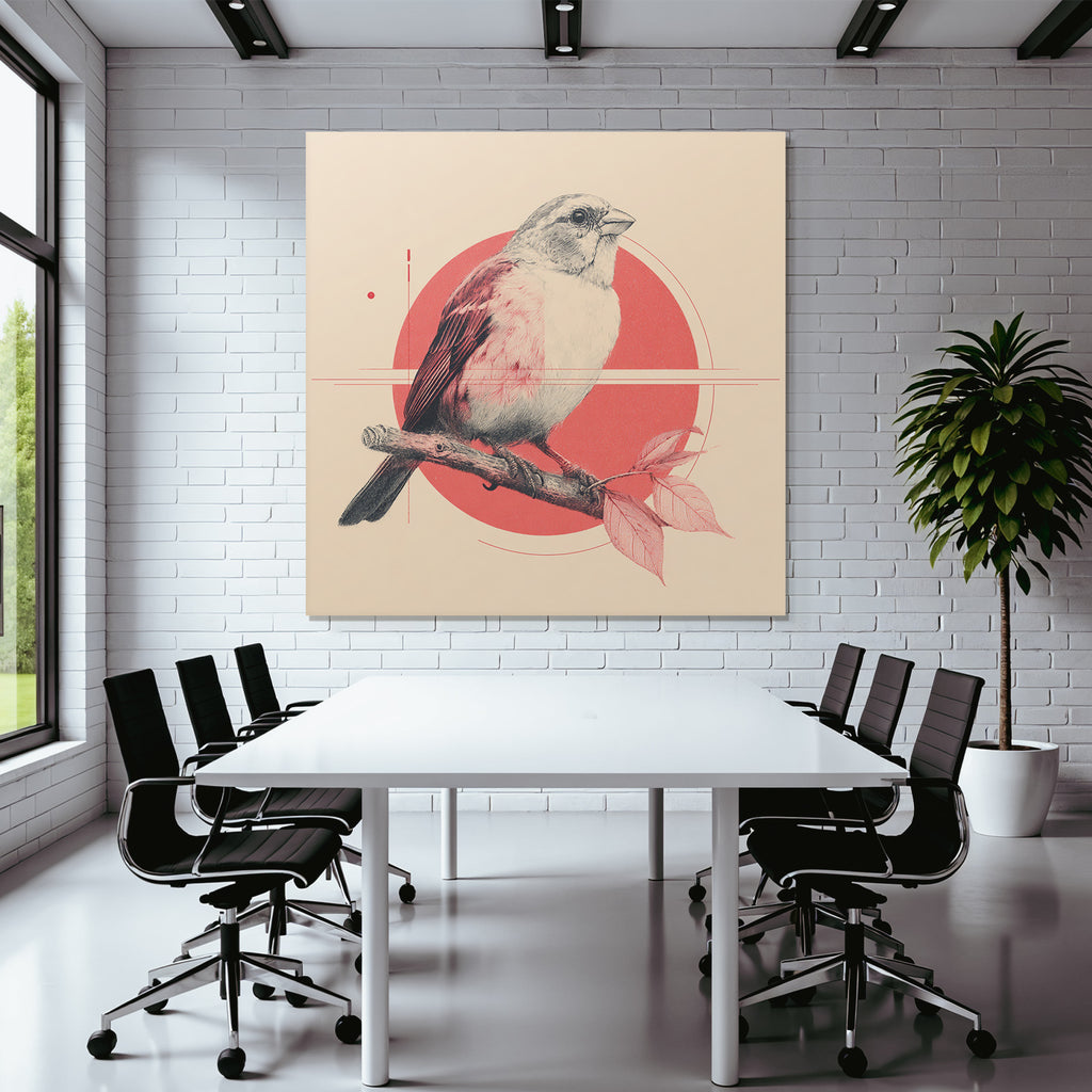 Vogel Auf Einem Ast Minimalistische Illustration Geometrische Elemente