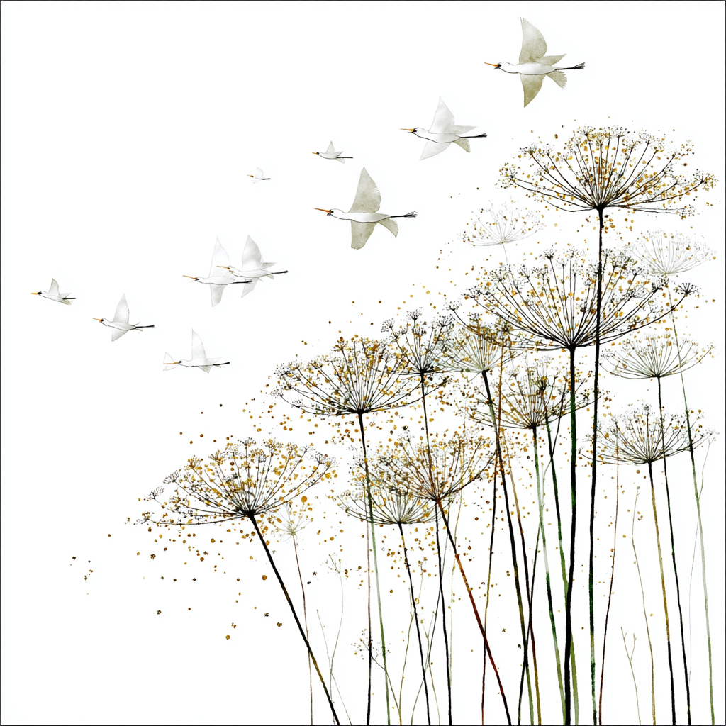 Waßerfarben Blumen Vogel Schwebend Natur Tranquilität Freiheit | Illustration und Zeichnung | Kunstgattungen
