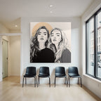 Zwei Fraün Long Hair Kreißymbol Linienkunst Minimalistisch