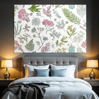 Blumenillustrationen Rosa Gelb Blau Muster Hintergrund Weiß