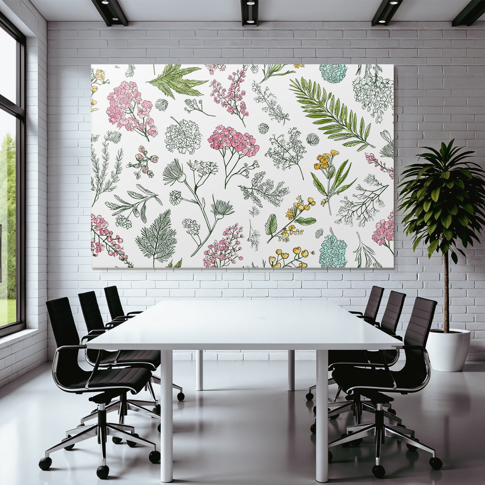 Blumenillustrationen Rosa Gelb Blau Muster Hintergrund Weiß