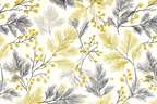 Botanisches Muster Von Foliage In Schwarz Und Gelb Ästhetik Handgezeichnet | Illustration und Zeichnung | Kunstgattungen