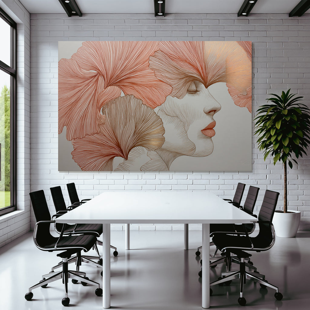 Stylisierte Gesichtsface Umgeben Von Blumen Oder Blattmustern