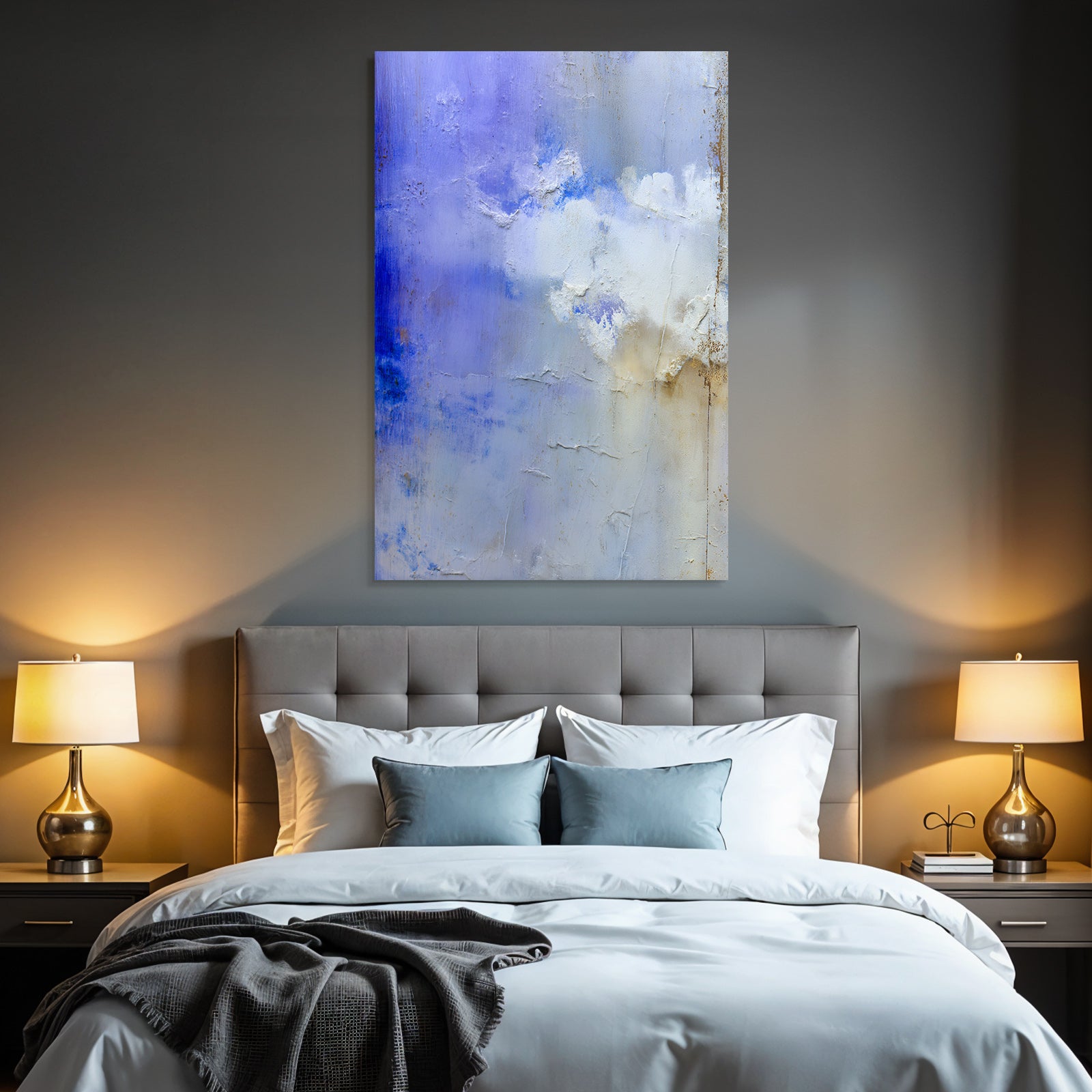 Abstracte Kunst Mit Blau Purpur Und Weiß Gewolke