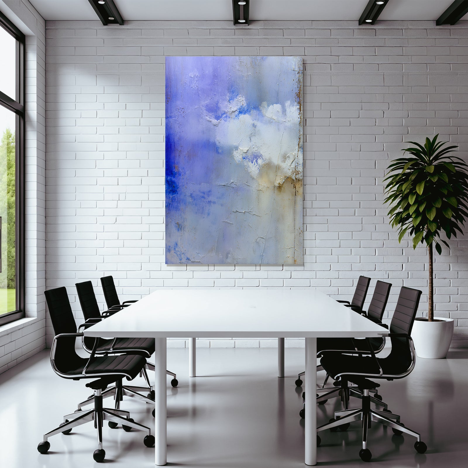 Abstracte Kunst Mit Blau Purpur Und Weiß Gewolke