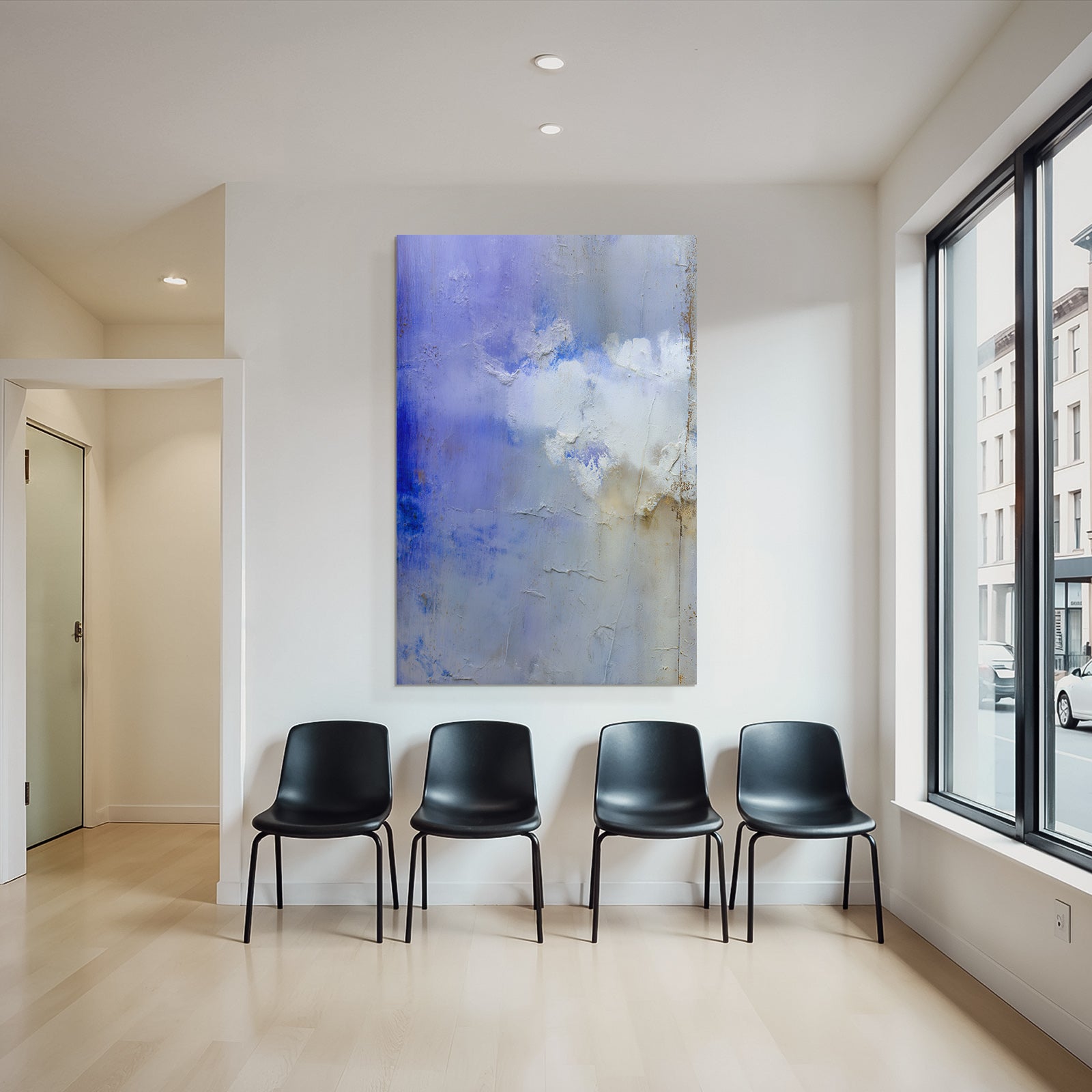 Abstracte Kunst Mit Blau Purpur Und Weiß Gewolke