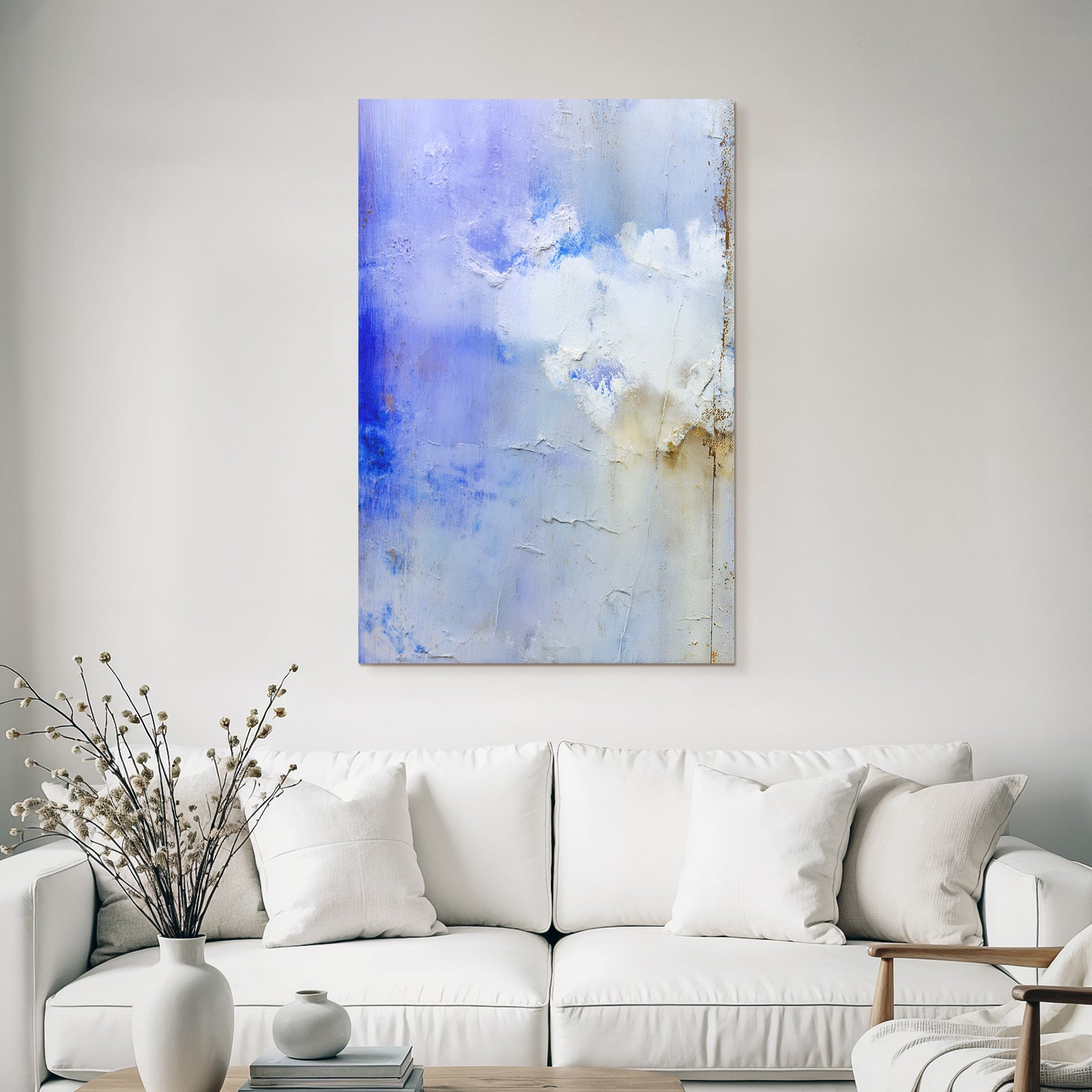 Abstracte Kunst Mit Blau Purpur Und Weiß Gewolke
