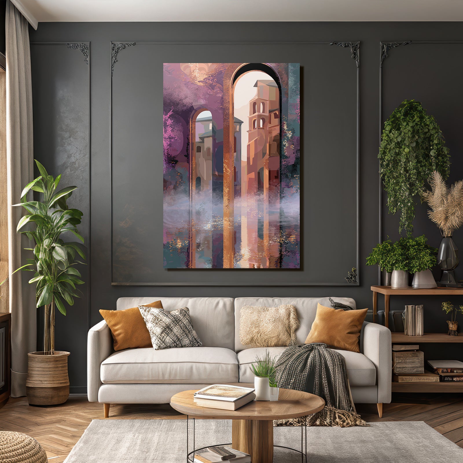 Abstrakte Architektur Dreamlike Atmosphäre Purple Und Pink