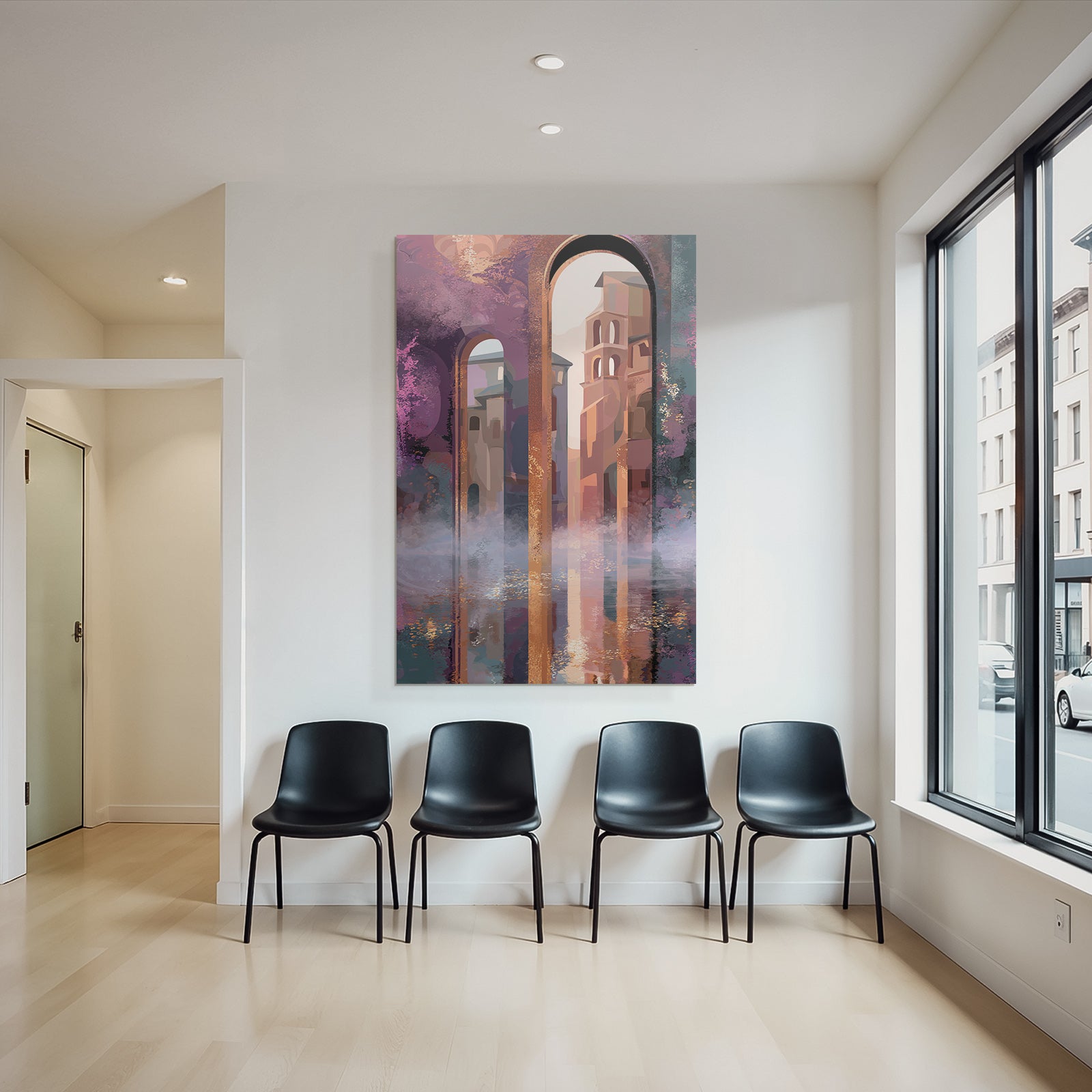 Abstrakte Architektur Dreamlike Atmosphäre Purple Und Pink