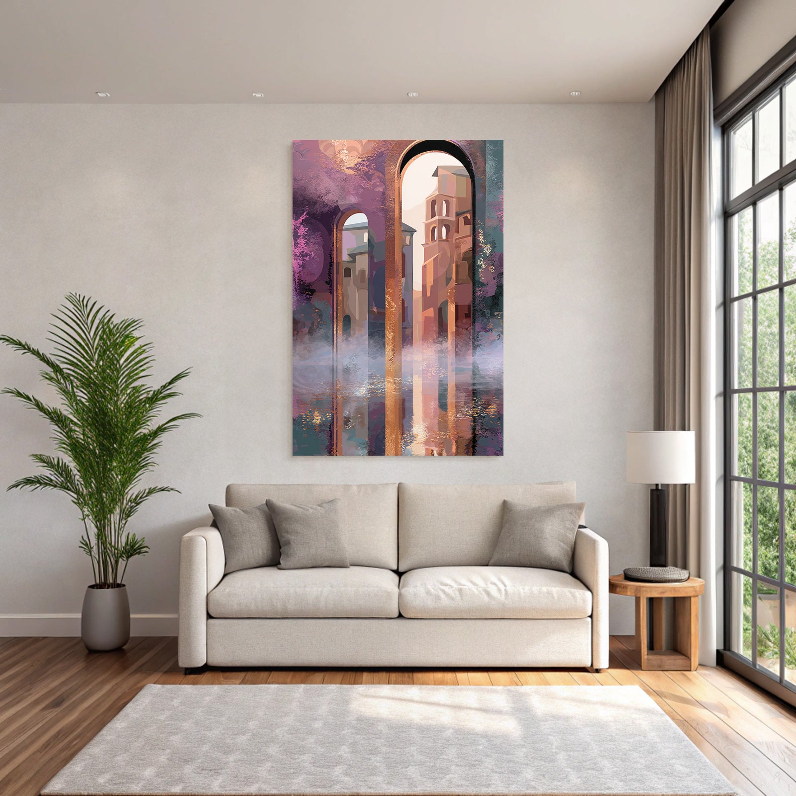 Abstrakte Architektur Dreamlike Atmosphäre Purple Und Pink