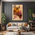 Abstrakte Kunst Kreisformen Linien Muster Warme Farben Braun Beige