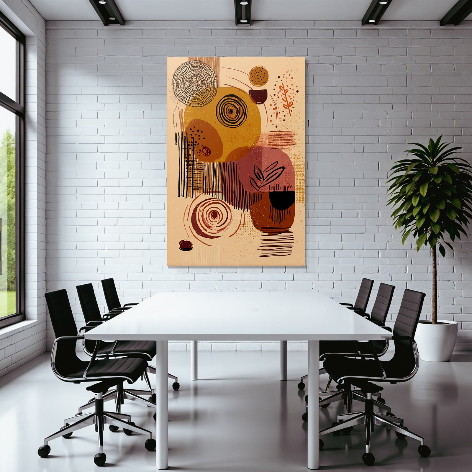 Abstrakte Kunst Kreisformen Linien Muster Warme Farben Braun Beige