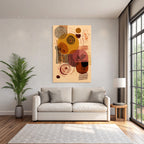 Abstrakte Kunst Kreisformen Linien Muster Warme Farben Braun Beige