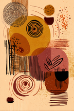 Abstrakte Kunst Kreisformen Linien Muster Warme Farben Braun Beige | Kunstdrucke | Kunstgattungen