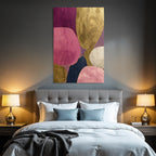 Abstrakte Kunstwerk Organische Formen Pink Gold Navy Creme